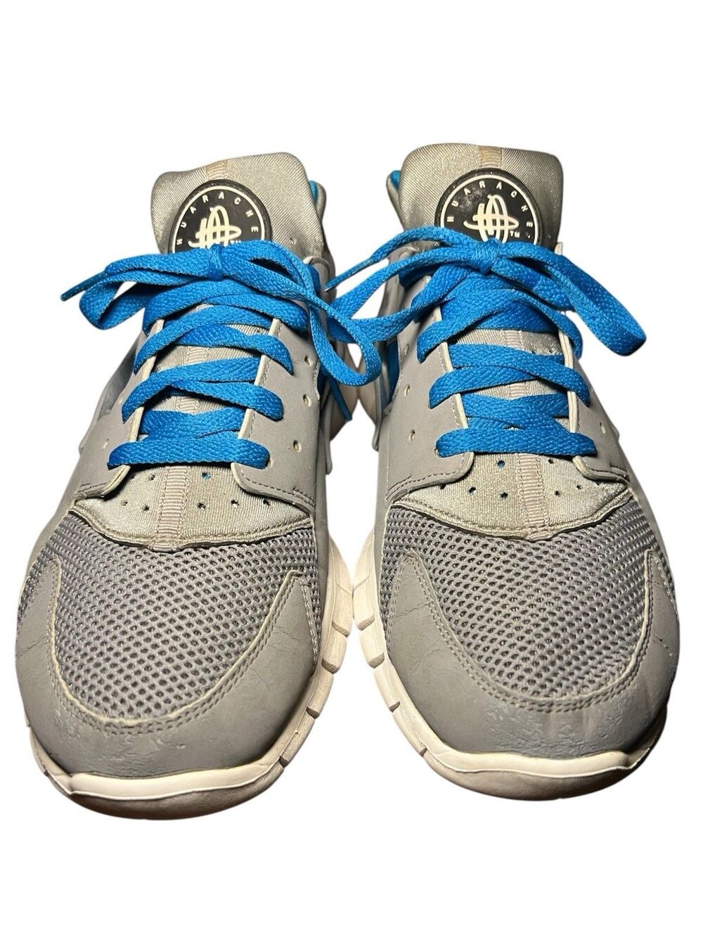 Nike Huarache Free Shield Gray Neptune Blue Athletic Running Shoes Men's Size 10